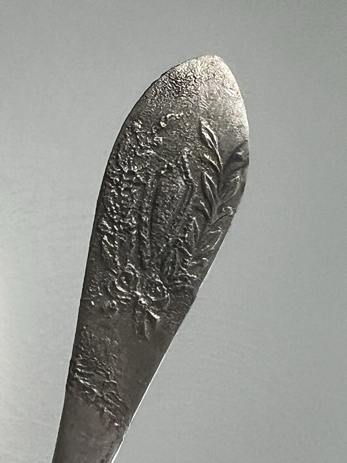 CM Silver Spoon with Hallmarks, United Kingdom, Decorative Handle, Antique