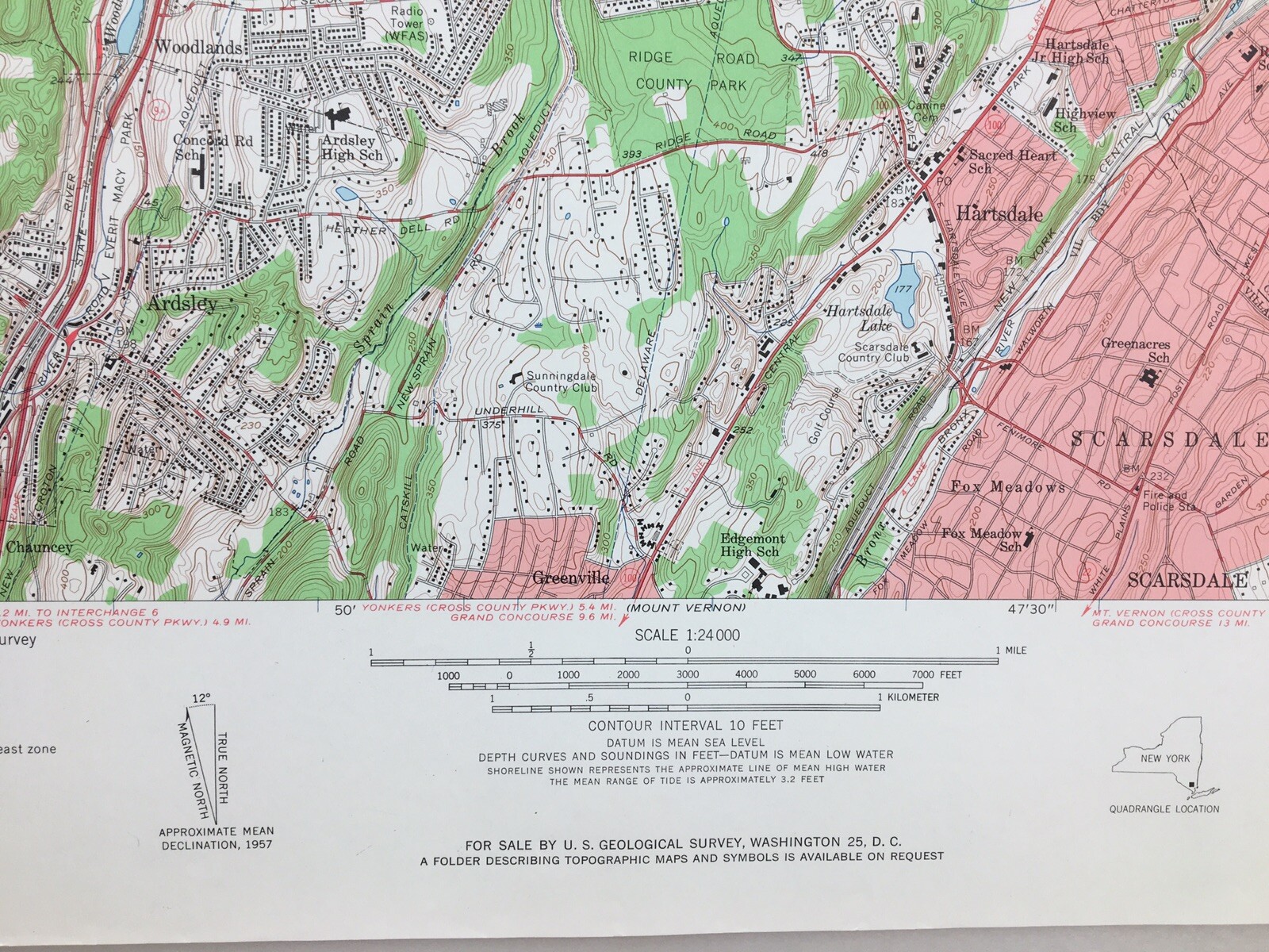 West Plains Quadrangle New York Westchester County 1957 Geological Survey Map