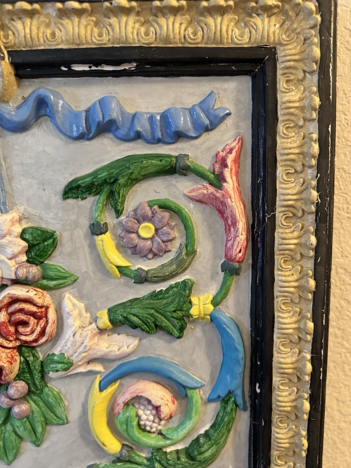 Antique Architectural Plaster Relief Wall Panel Victorian Carousel Salvage 24”