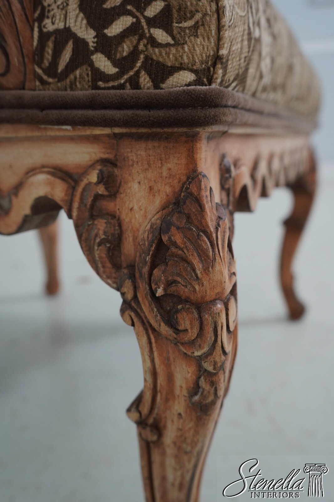 L68872: Pair WEIMAN French Louis XIV Safari Print Upholstered Armchairs
