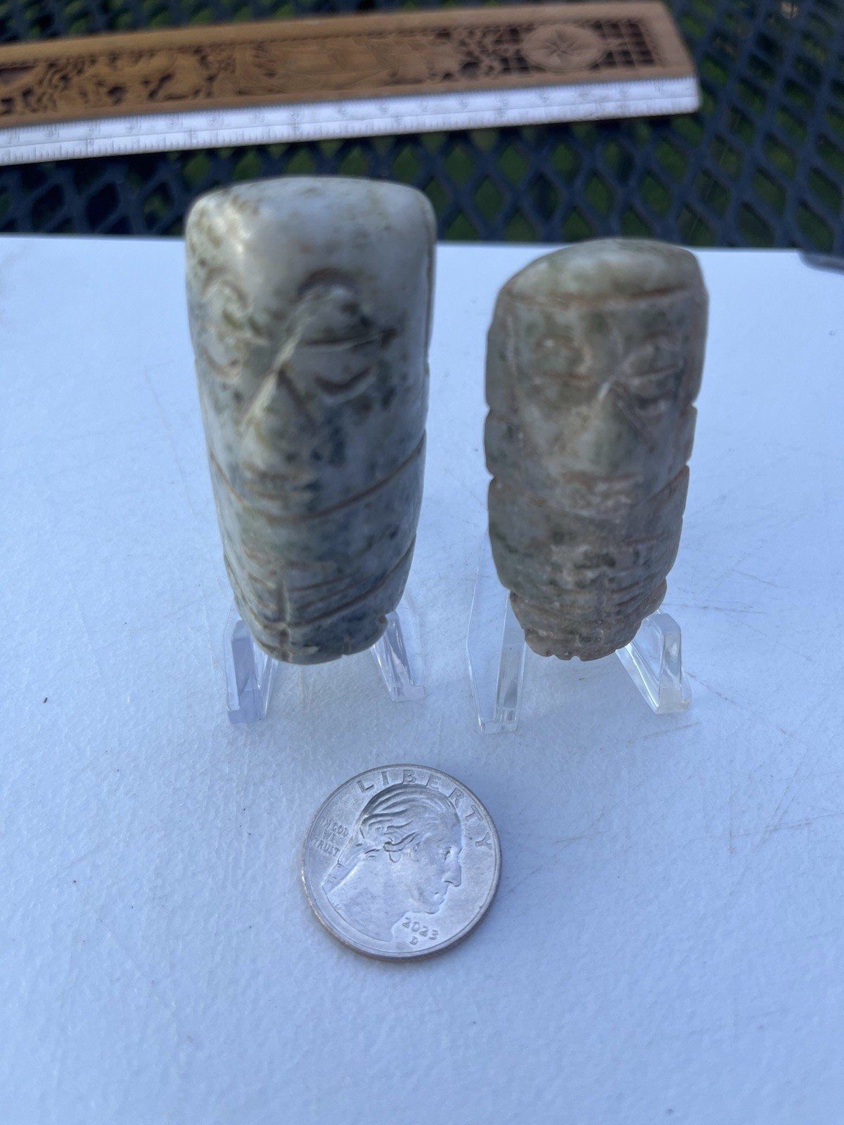 2 Mixtec Stone Penate Pendants PreColumbian Ancient Artifacts Zapotec Mayan #4
