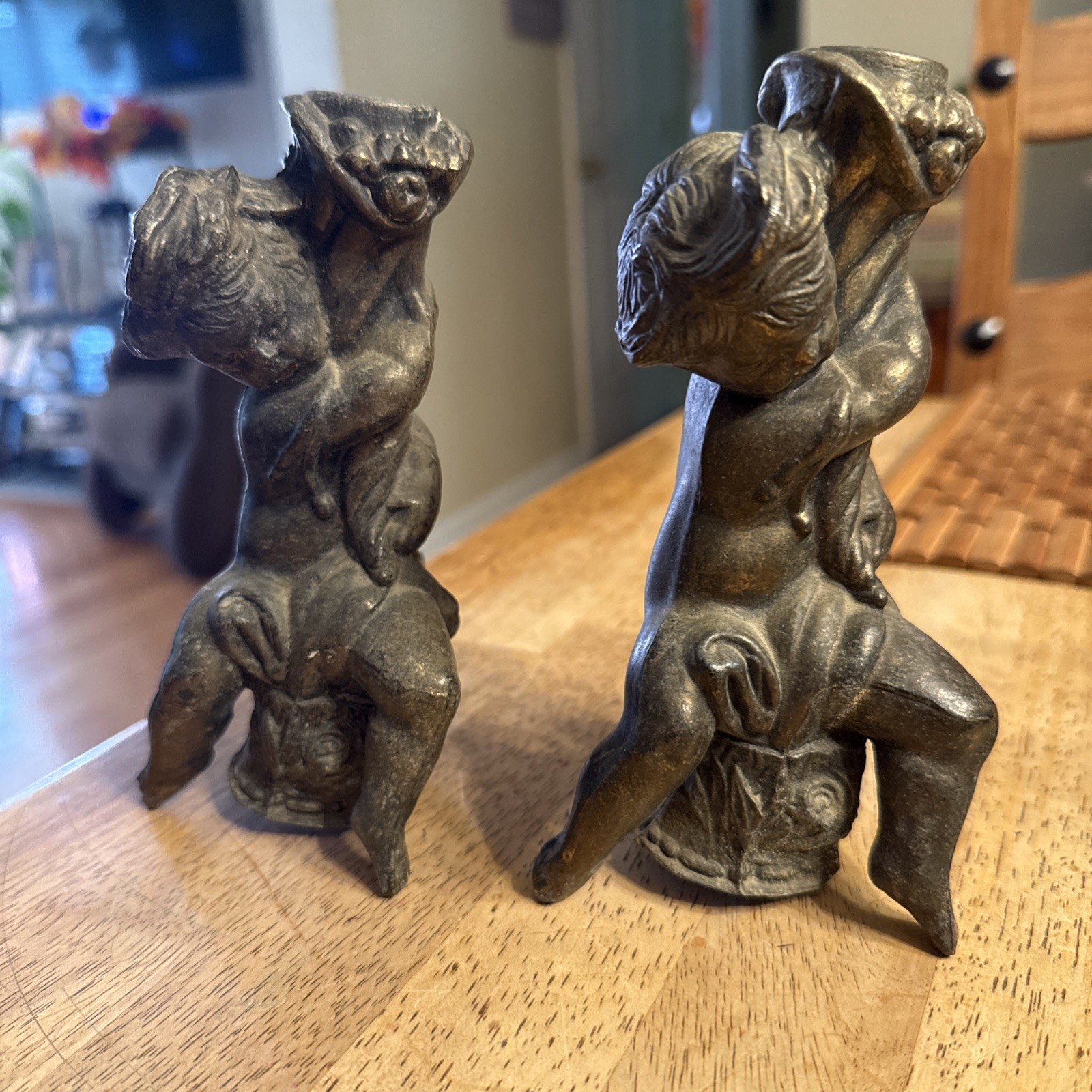 VTG BRONZE CHERB CHUBBY PUTTI UPSTATE NY FOR LAMP (?) PAIR 2 Each ANTIQUE