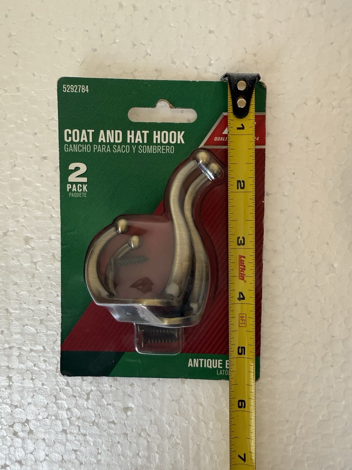 Vintage Antique Brass Ace Hardware Coat & Hat Hook 2pack 5292784