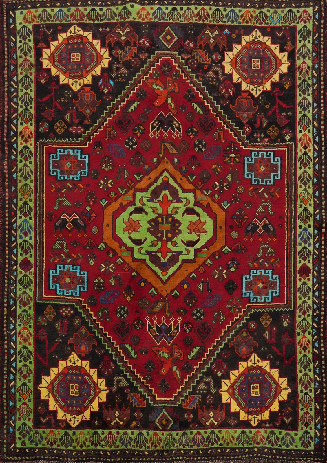Vintage Wool Traditional Style Rug 4×6 ft Hand-knotted Geometric Nomadic Carpet