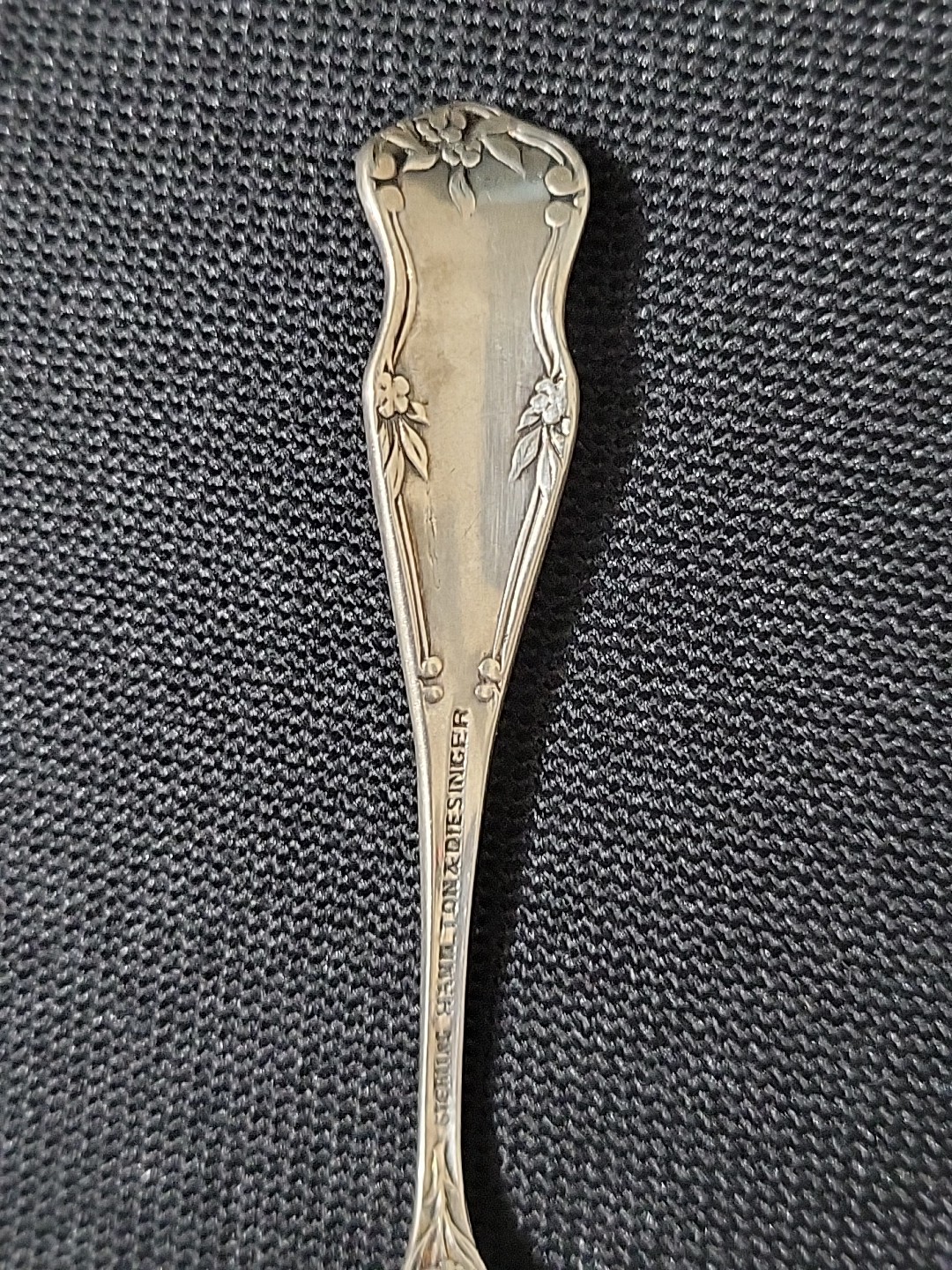 Antique Hamilton & Diesinger Sunflower Sterling Silver Lemon Fork 13g