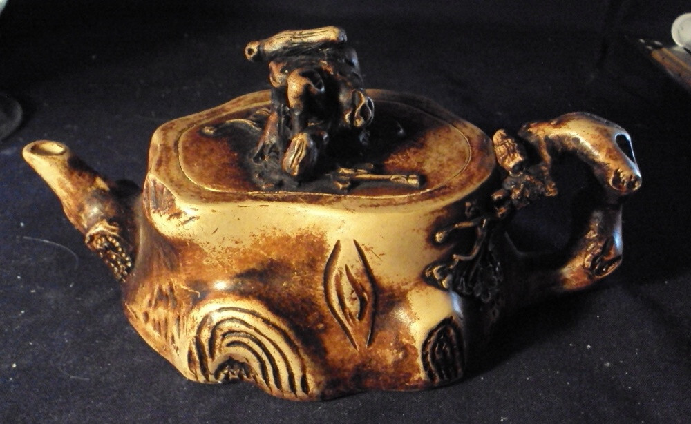 Yixing pottery tea pot yix xing tree stump form