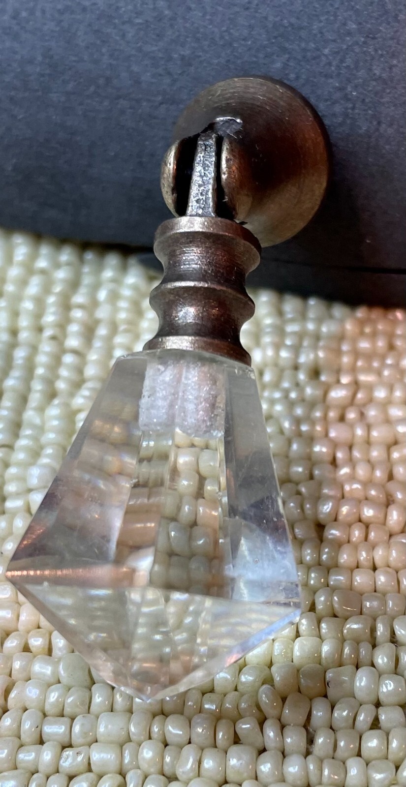 Prism Glass Teardrop Drawer Pull Handle Drop Hinged Knob Vintage-Brass Cabinet