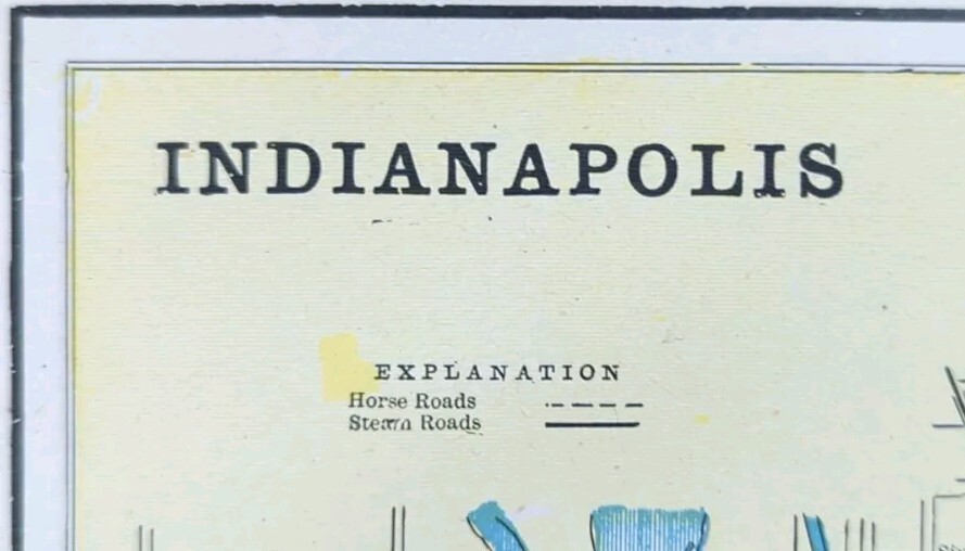 Vintage 1895 INDIANAPOLIS INDIANA Map 11″x14″ Old Antique Original MARION COUNTY