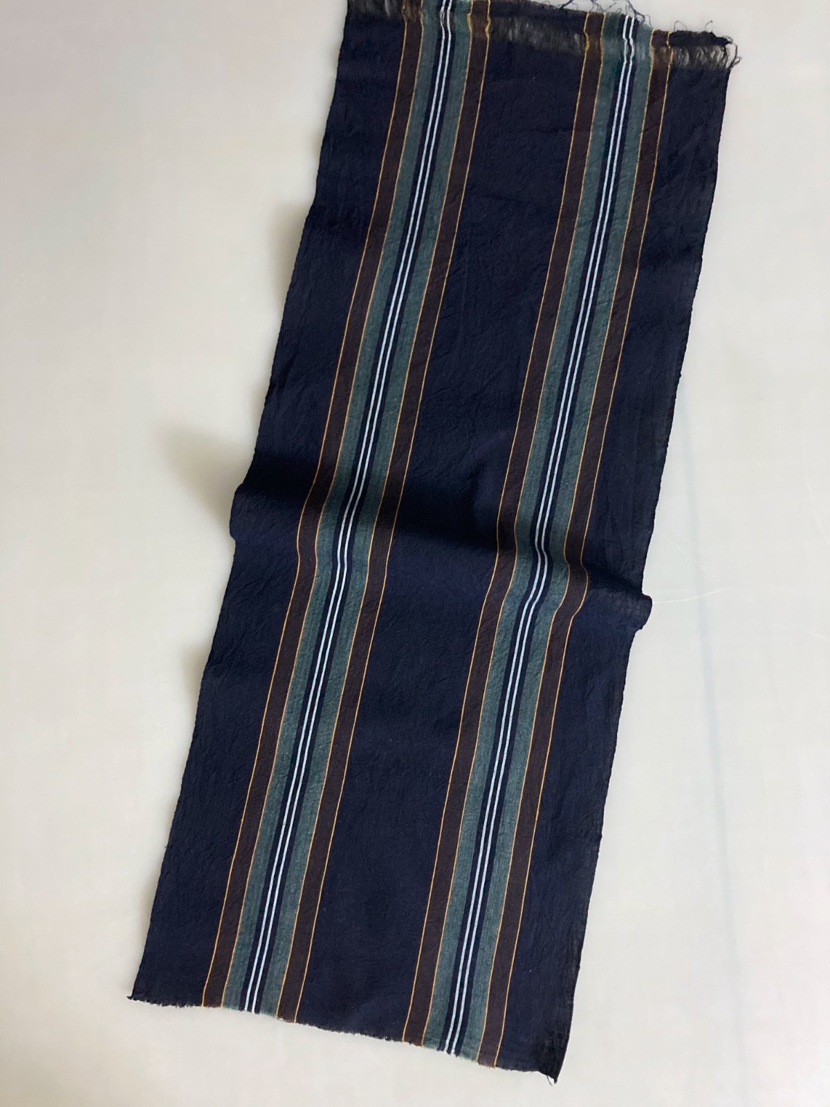 Authentic vintage Japanese Indigo STRIPED Boro Textile 37″ x 13.5″