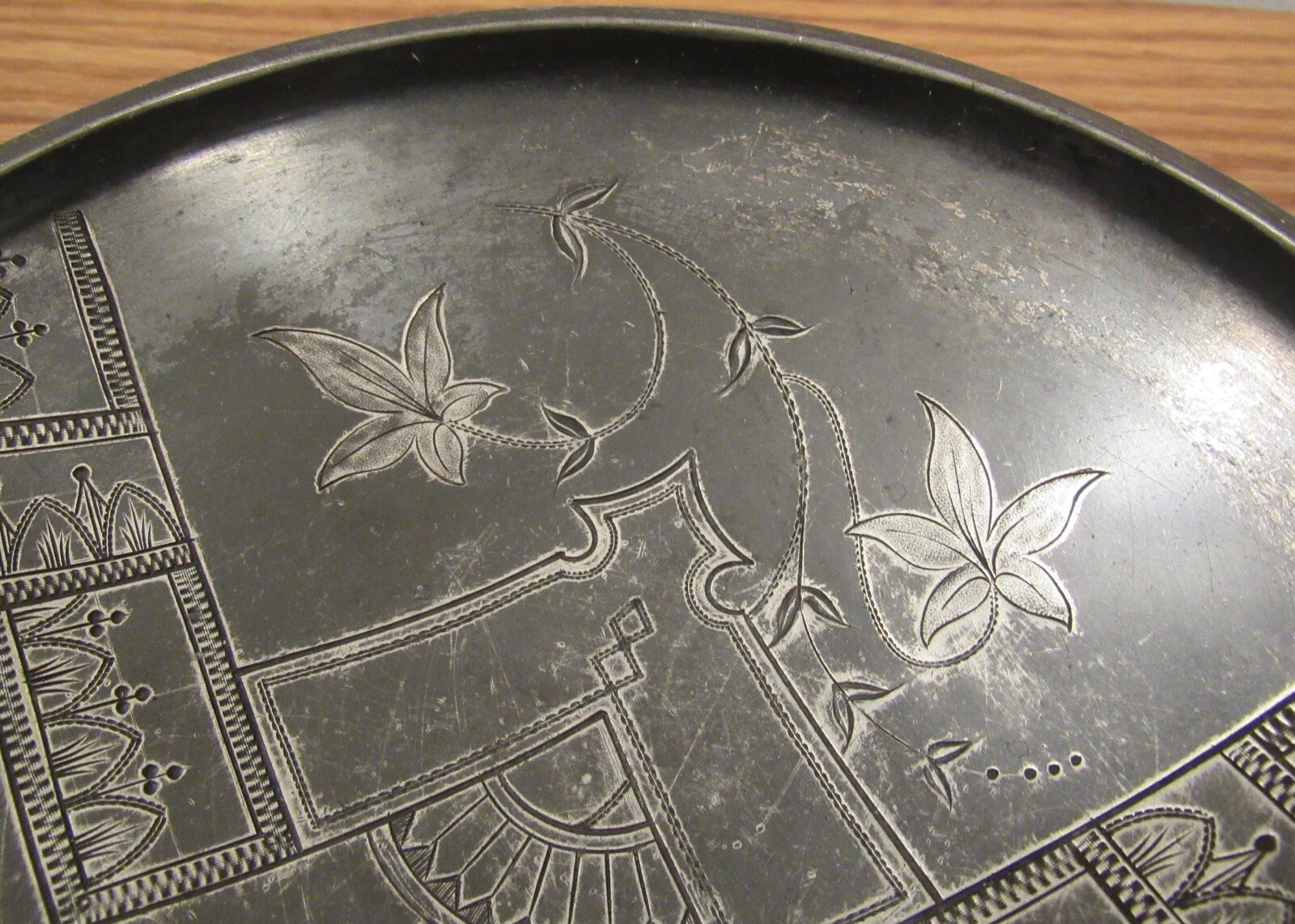 Antique hand engraved Aesthetic movement silverplate bowl floral/Eastlake 6”