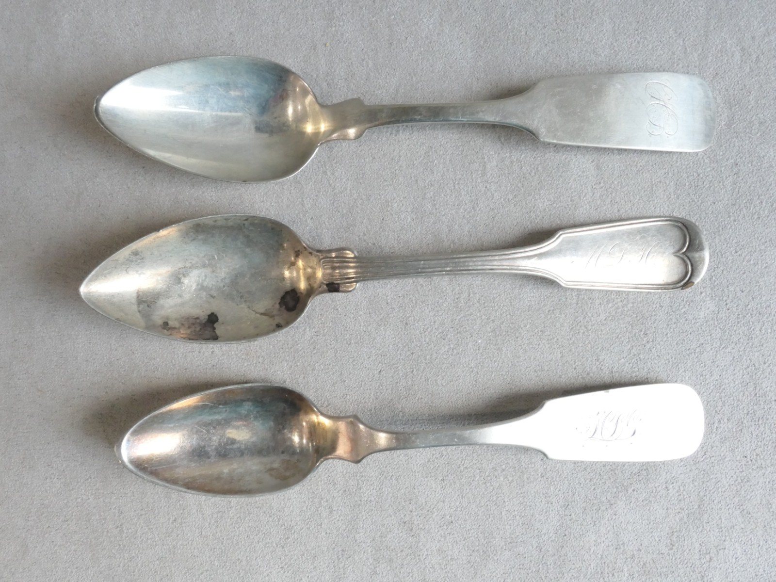 Three American Coin Silver Spoons (assorted makers) : 62.0g