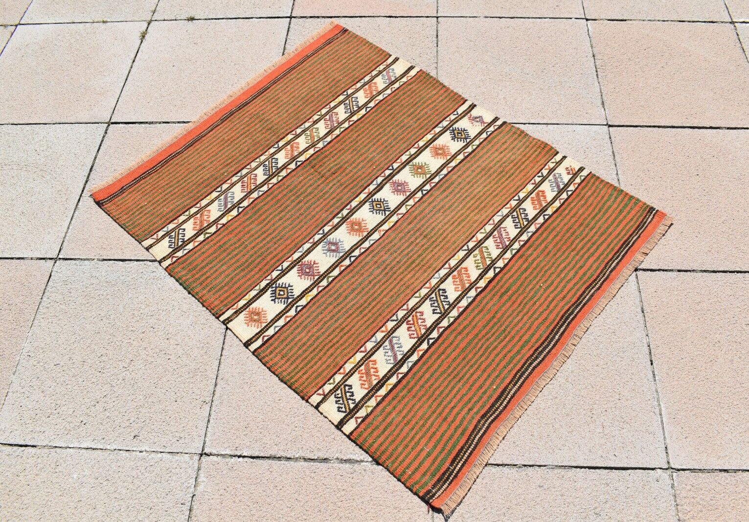 Vintage Caucasian Rug 31” x 39” Embroidery Woven Small Rug Cicim Wool Rug