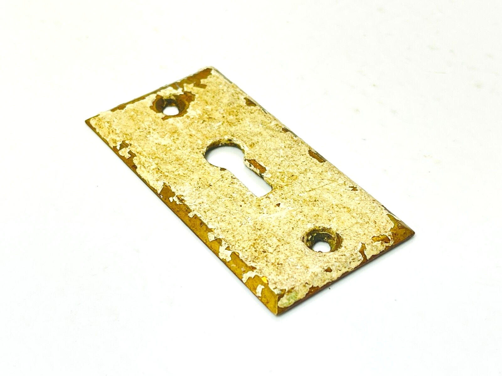 Vintage Antique Brass Rectangle Skeleton Key Hole Cover Escutcheon Door Plate