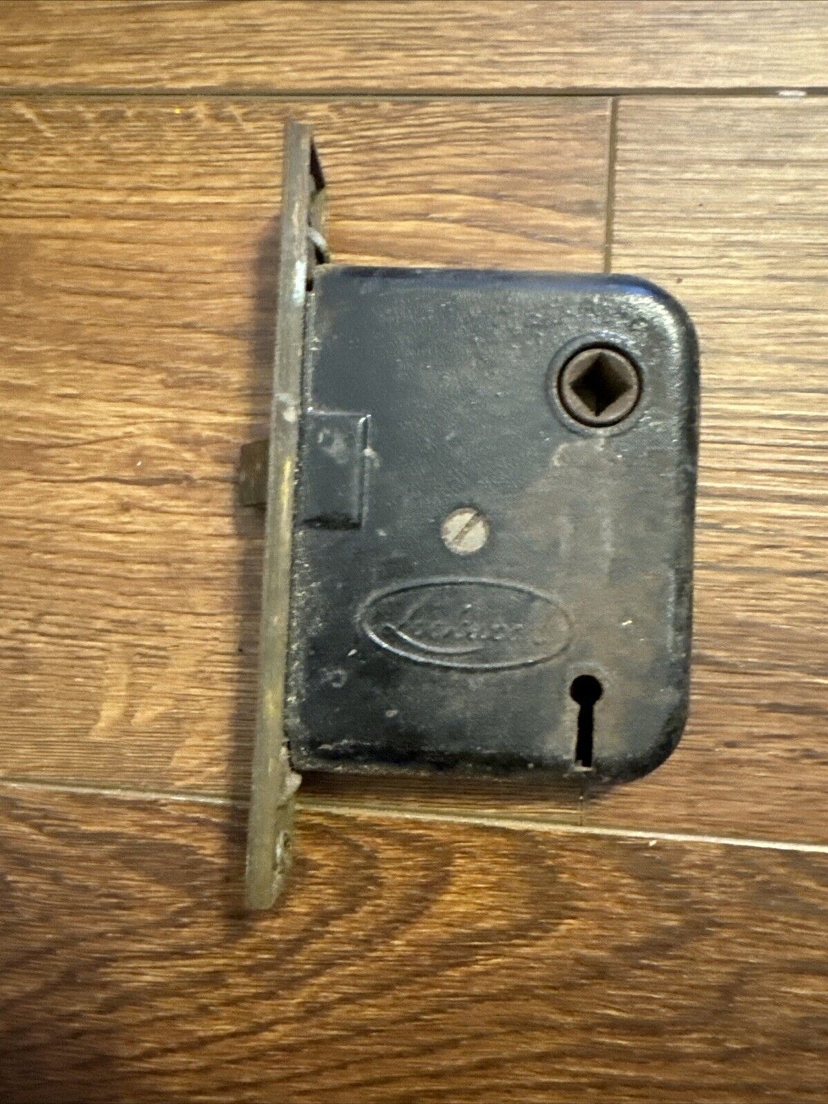 Lockwood Mortise Lock Door Hardware Salvage Push Button Lock Antique Metal Decor