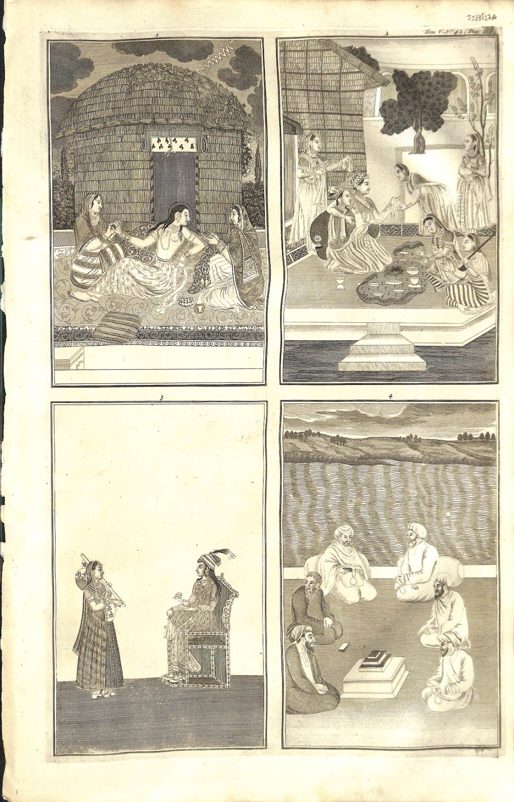 Antique map, Chatelain,No title Scenes of life of Buddha, 1719