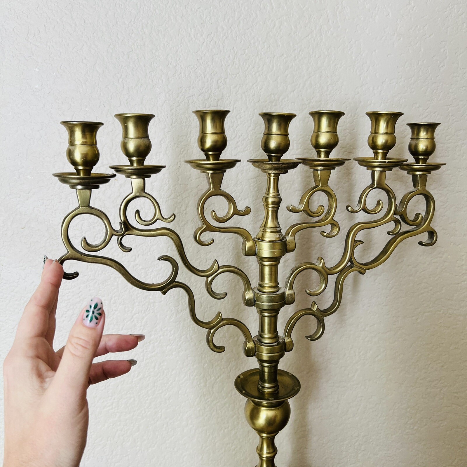 Early 20th Century Ornate Brass Candelabra.
