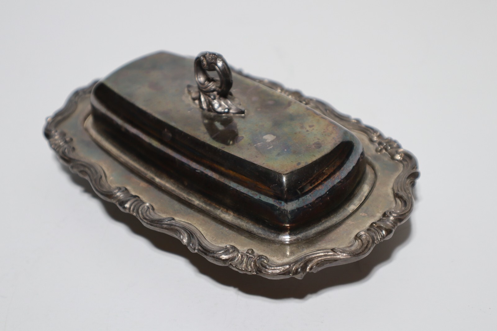 Vintage FB Rogers 1883 Silver Co butter dish with glass style 1959x
