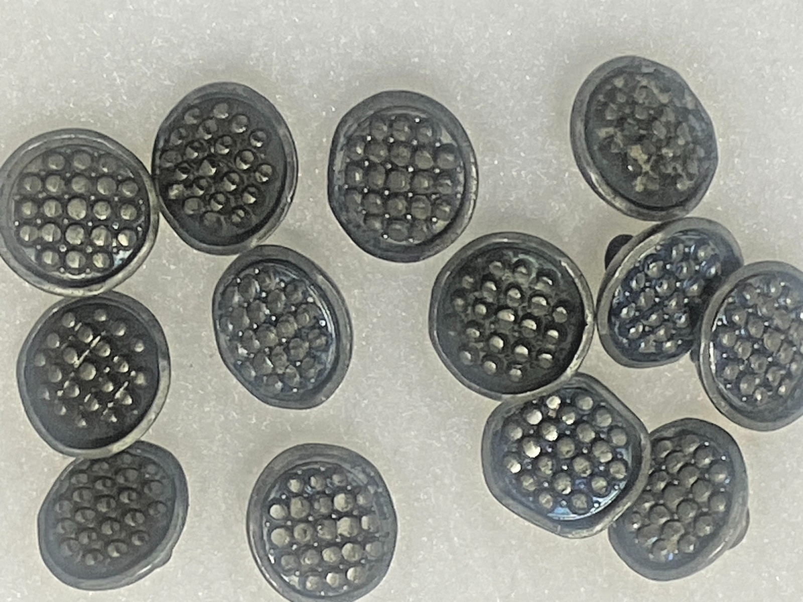 lot of 13 Antique Victorian Waistcoat Buttons Steel Cup Riveted Face 1/2″