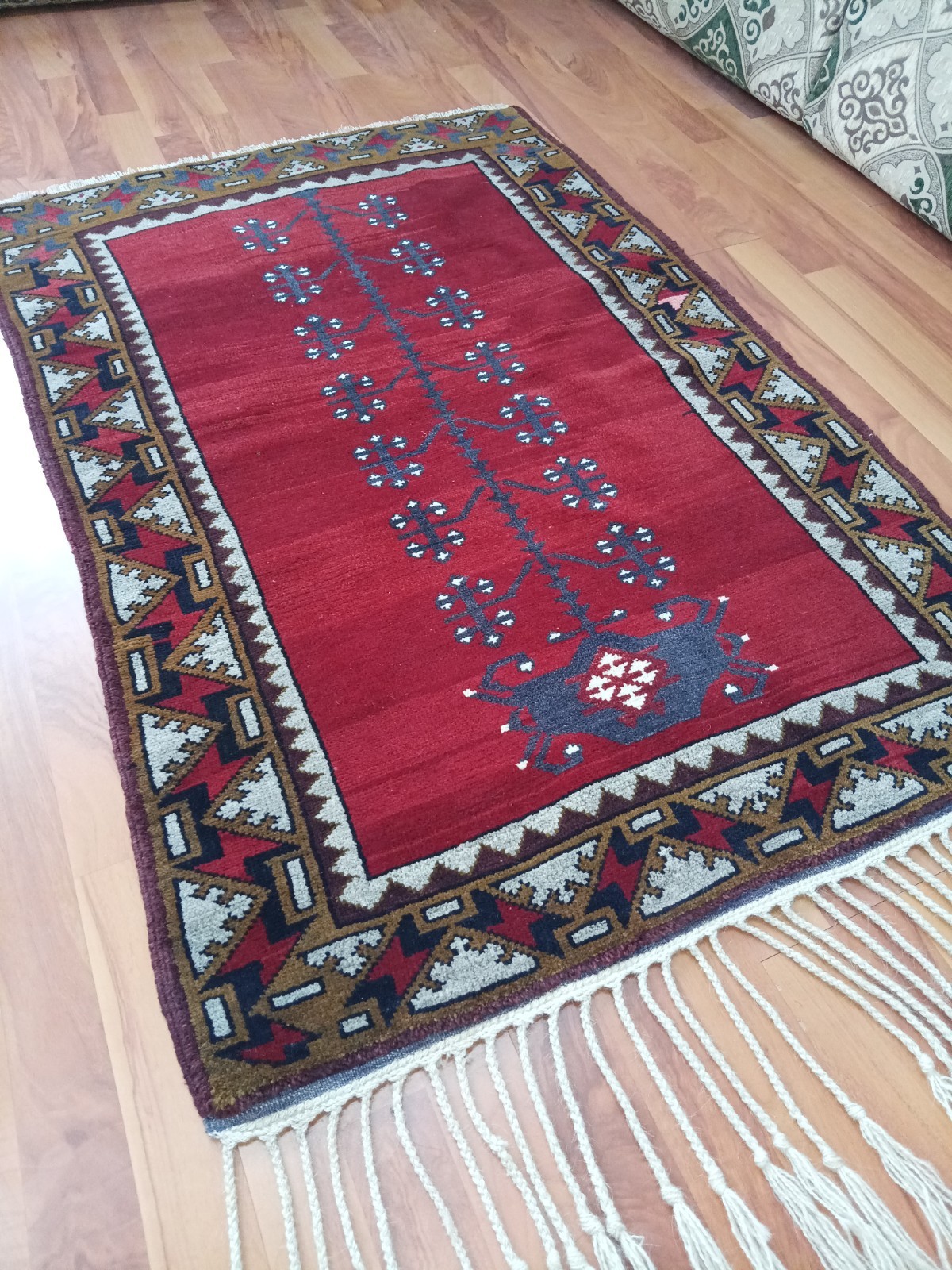 Tree of Life Antique Rug Blue Red Rare Rug Caucasian Special Product Rug 3×5 S