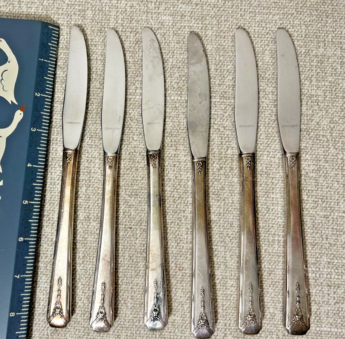 Milady Pattern by Oneida Community Silverplated Flatware 1940 Knives Set of 6