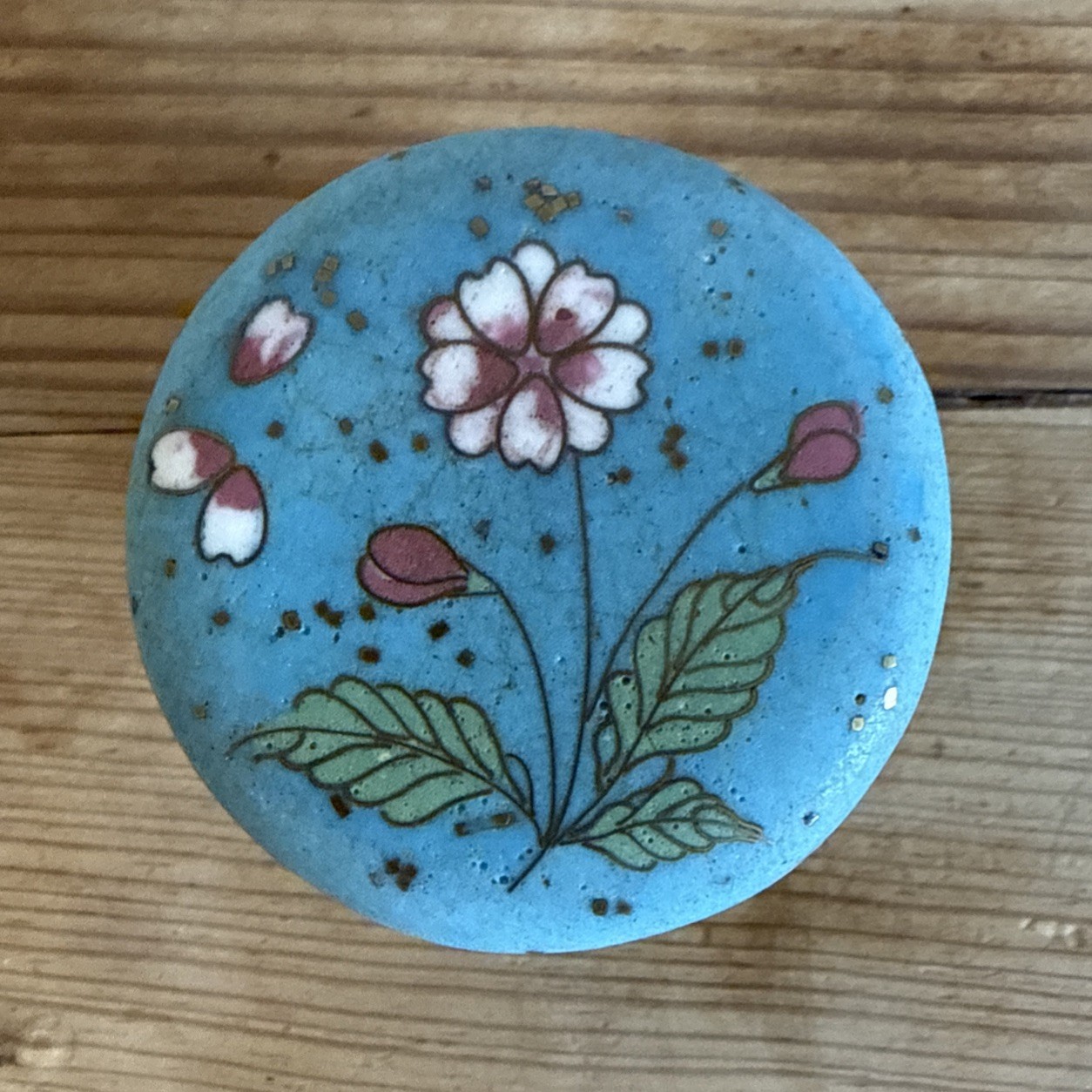 Antique 19thC Japanese Totai Shippo Floral Brass Wire Cloisonne On Porcelain Jar