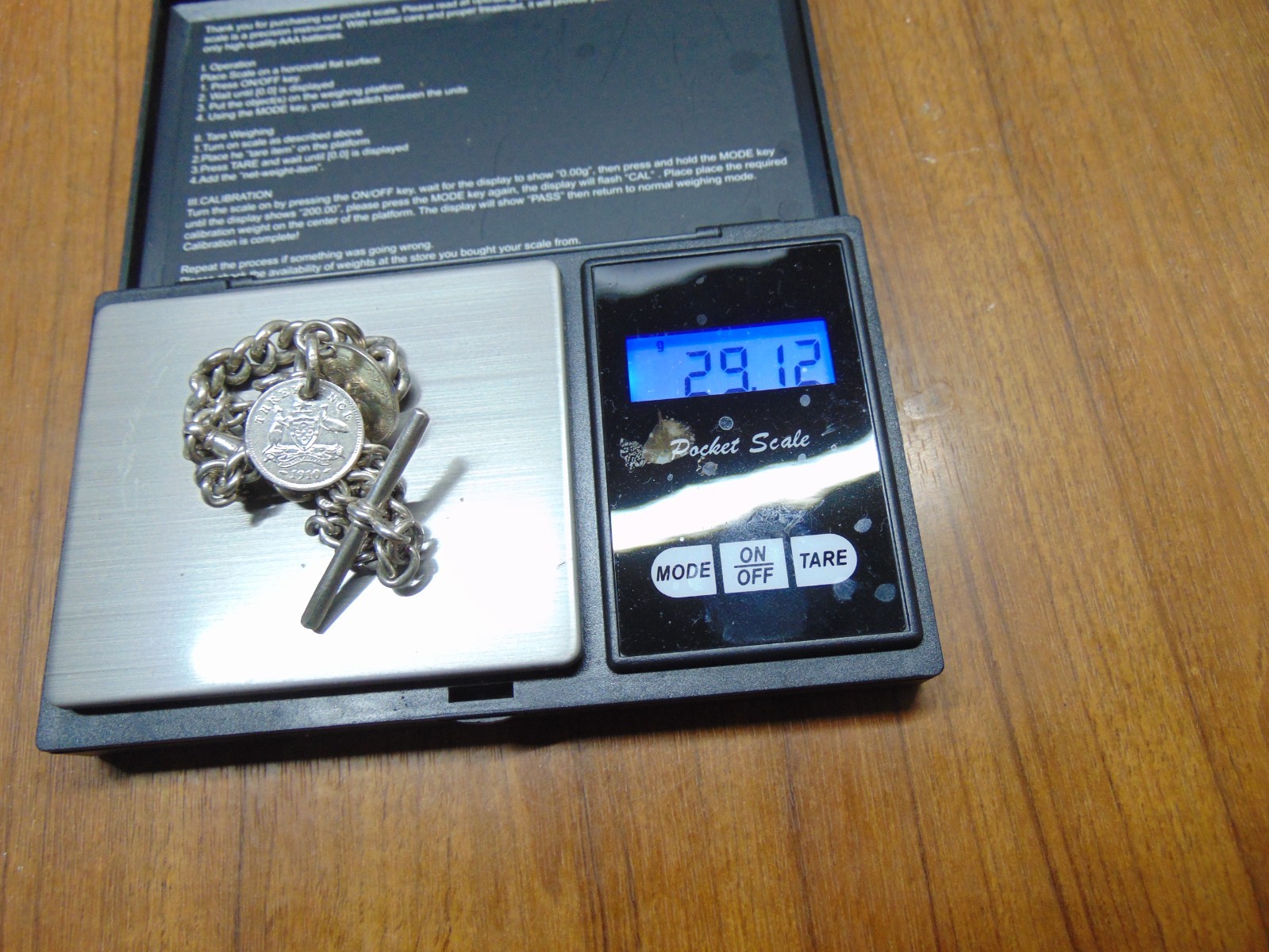 EDWRDIAN STERLING SILVER ALBERT POCKET WATCH CHAIN 1902