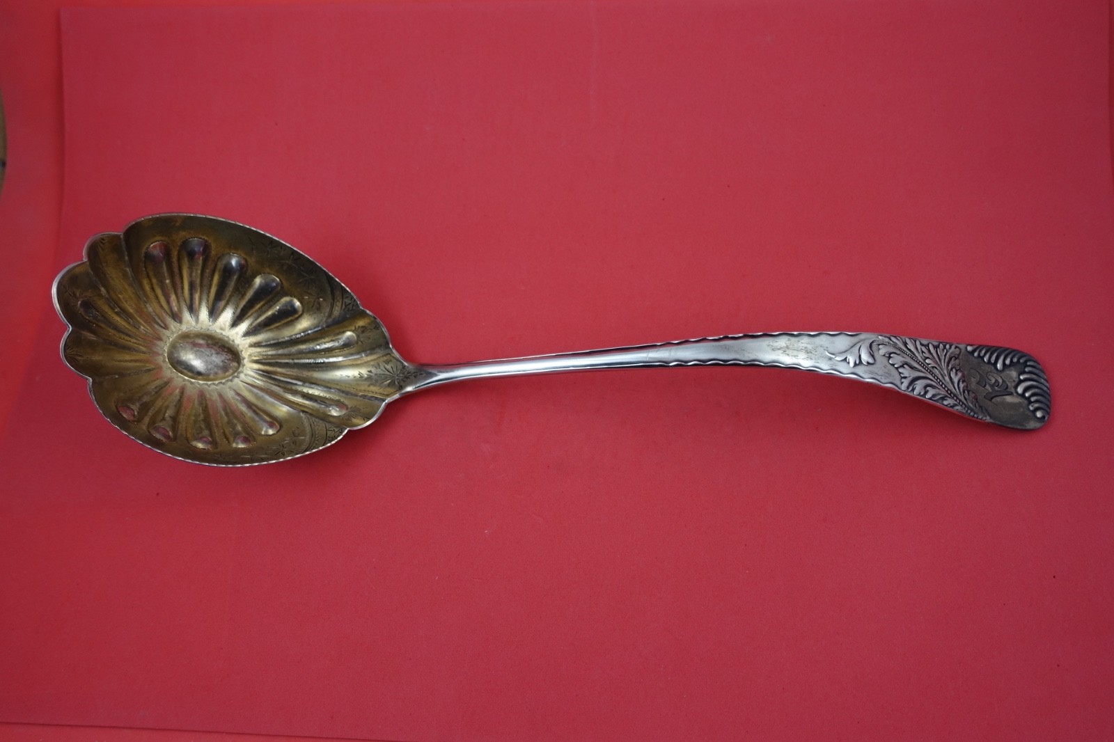 Acanthus by Shiebler Sterling Silver Punch Ladle GW BC w/flower in bowl 14 3/4″