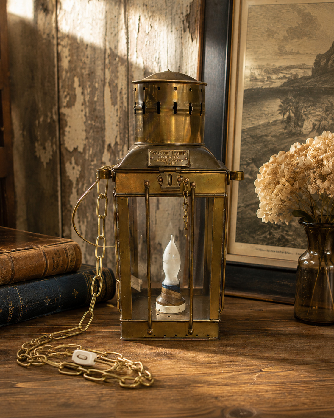 Vintage Marine Cargo Light GR Britain 1939 Brass Ship Carriage Lantern Nautical