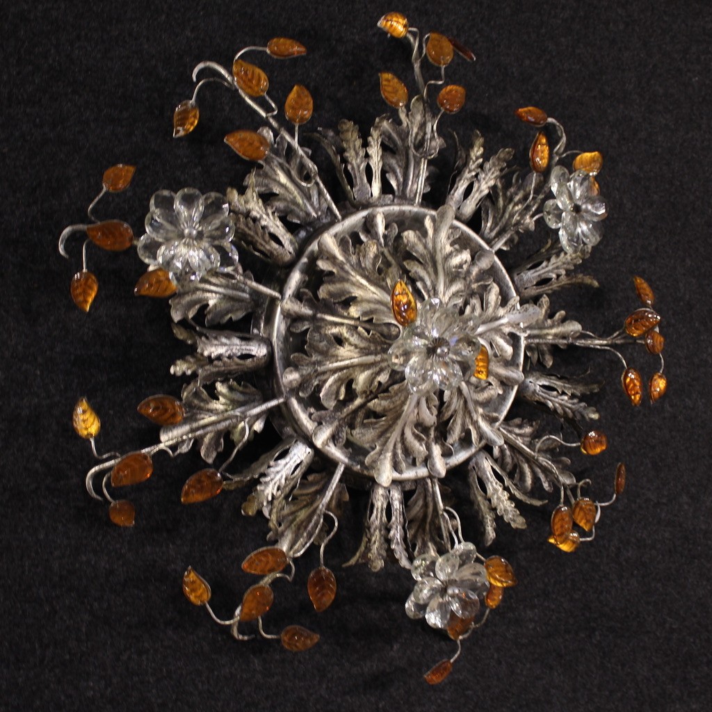 Fiorentina Banci Florence ceiling lamp chandelier metal glass 70s