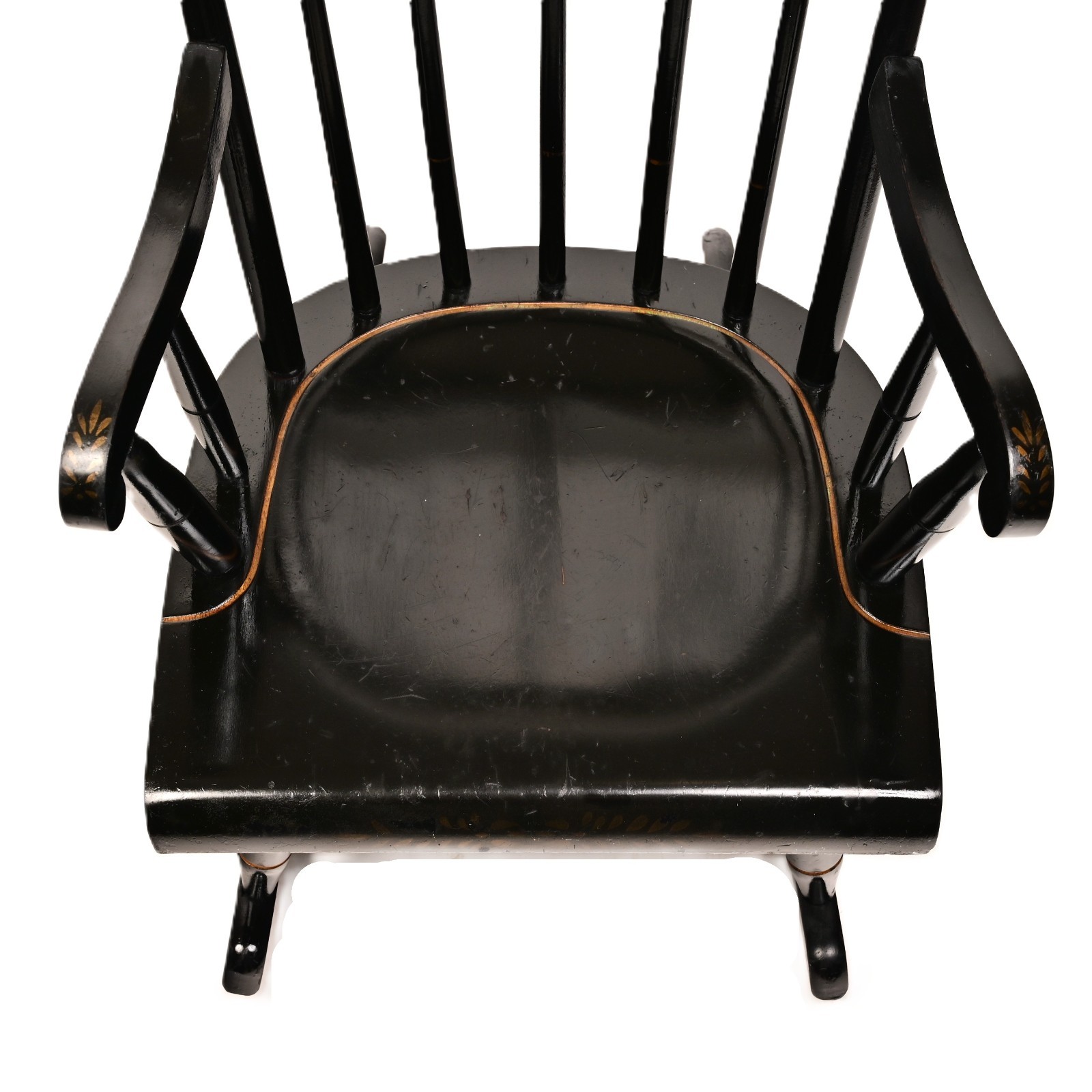 NICHOLS & STONE Hitchcock Original Vintage Signed Ebonized Childs Rocking Chair