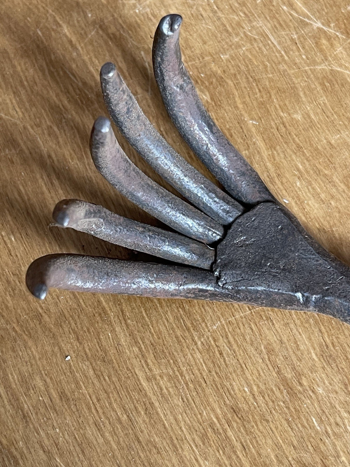 Antique Primitive Forged Iron Hardware Store Nail Bin Rake 12″ Long