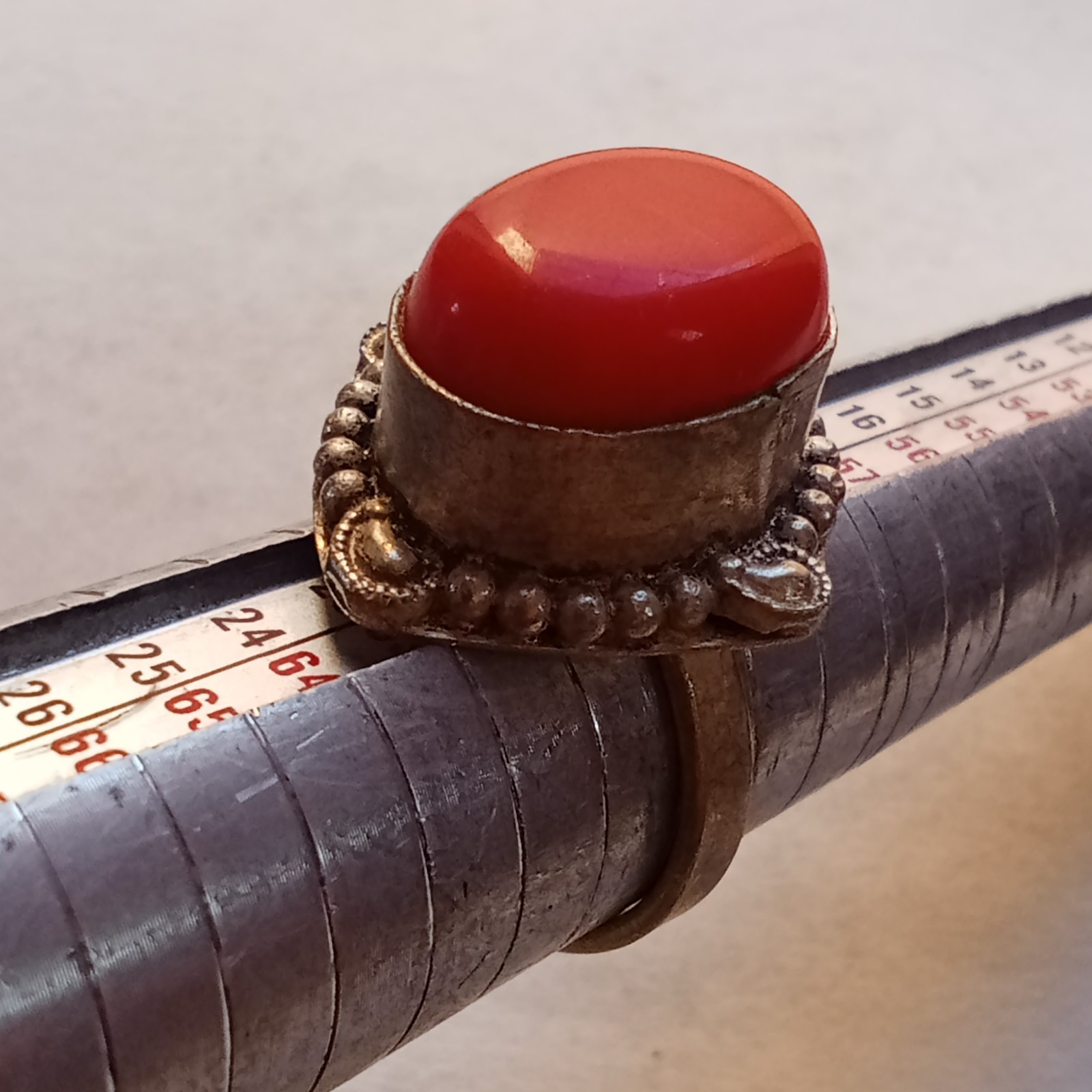 EXTREMELY RARE VINTAGE RED STONE RING HANDMADE ANTIQUE STYLE COLLECTIBLE