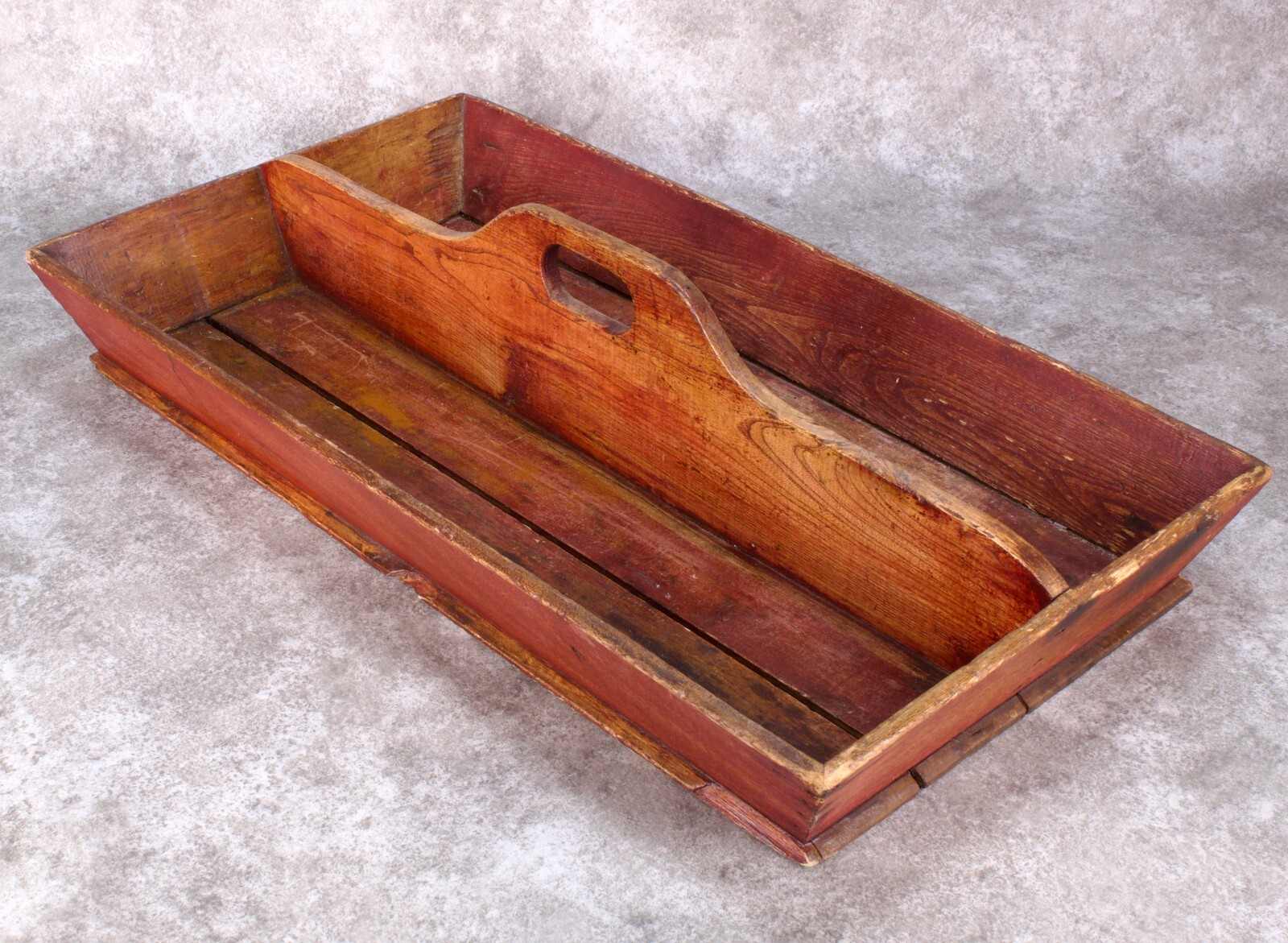 Antique Victorian Provincial Rustic Two Division Cutlery Tray Carrier