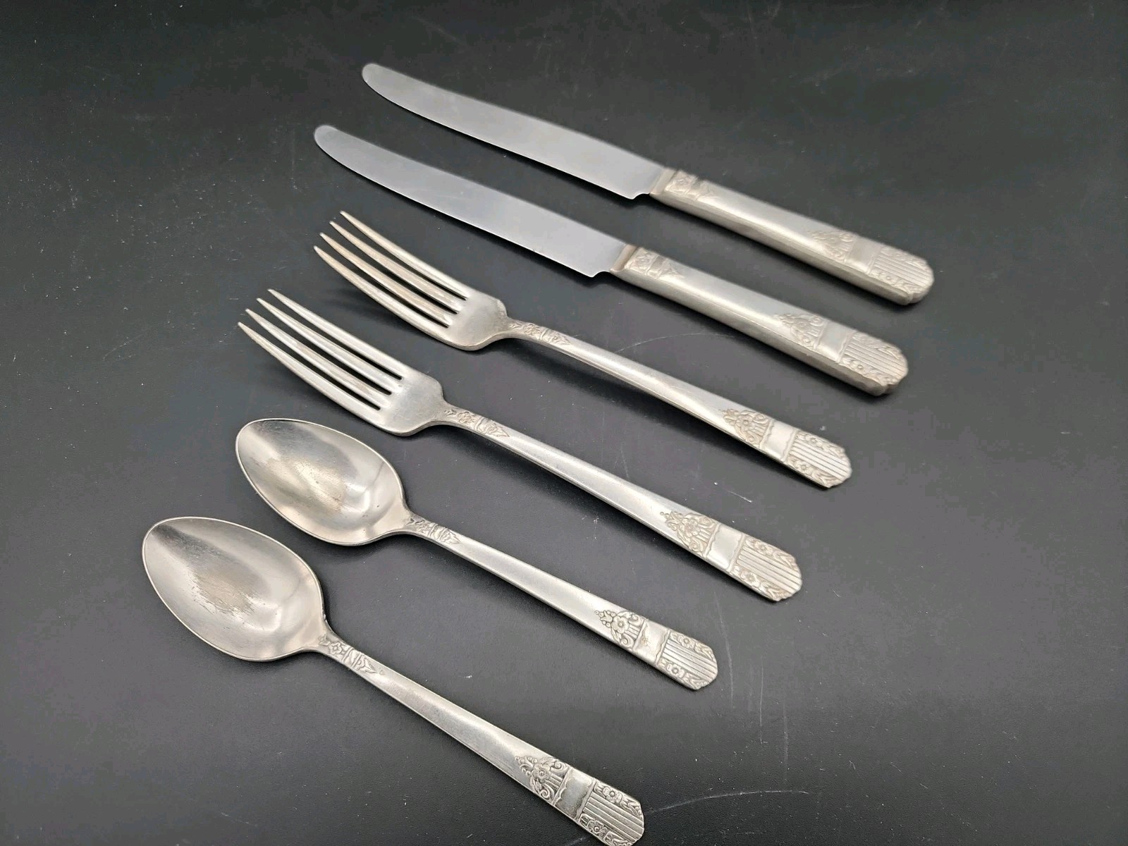 WM A Rogers Oneida Harmony 1938 Silver Plate 6 Pc Flatware Lot Reinforced Crafts