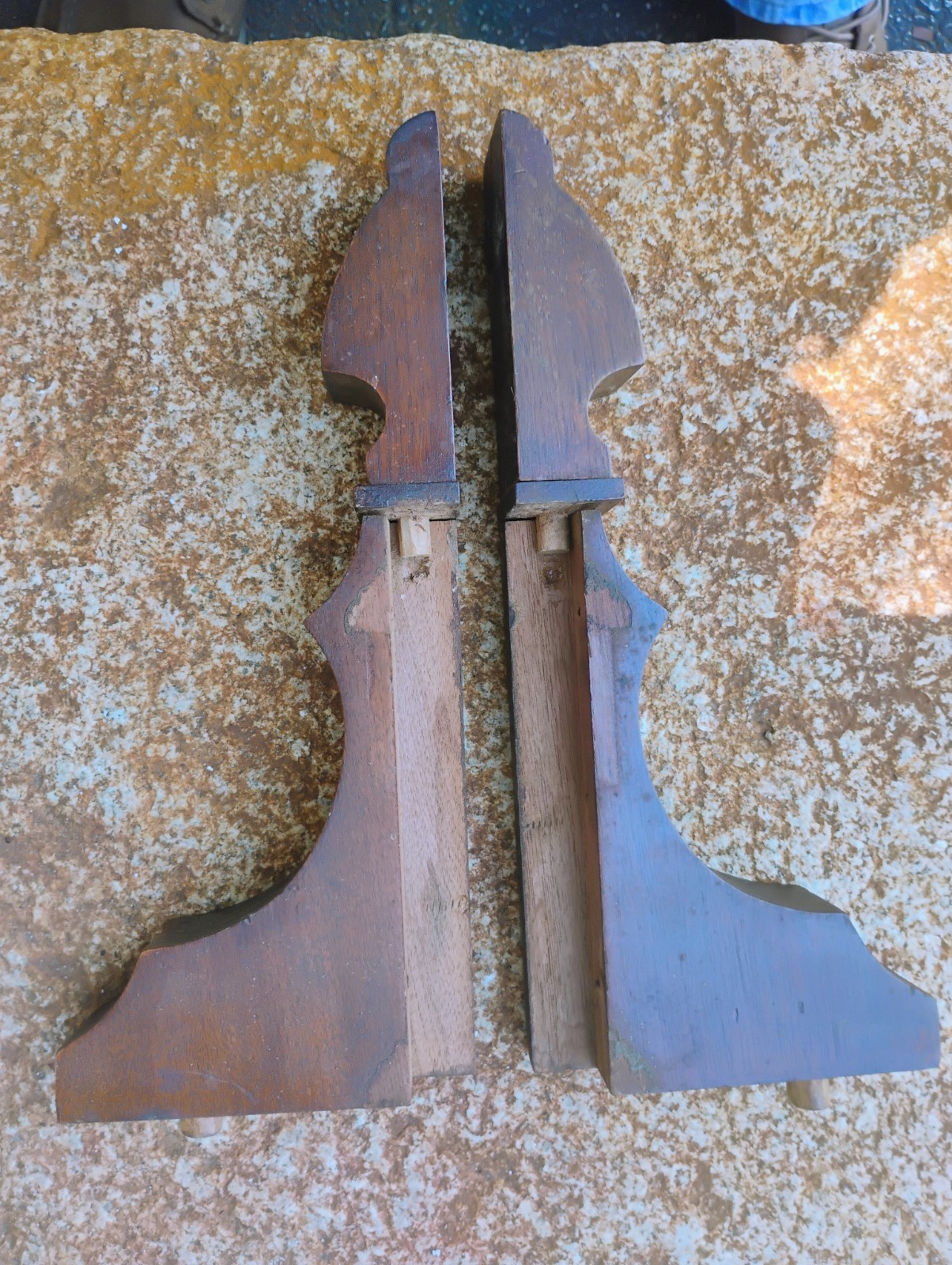 2 Antique Victorian Solid Walnut Brackets Corbels Shelf Supports 11″ high