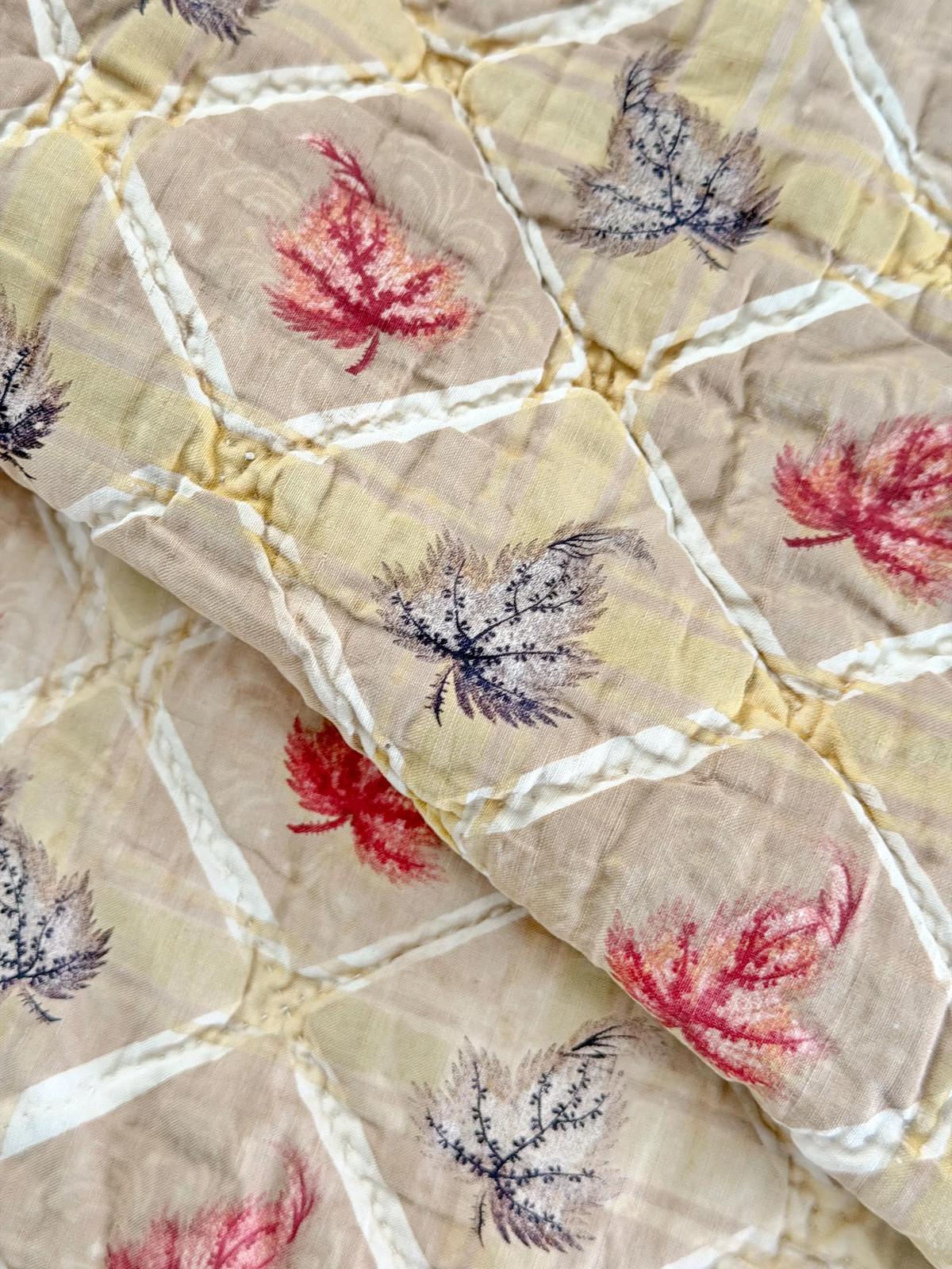 1830 Antique Quilt Poster Bed Rope Bed Fitted Quilt Hand Block Printed Cotton E