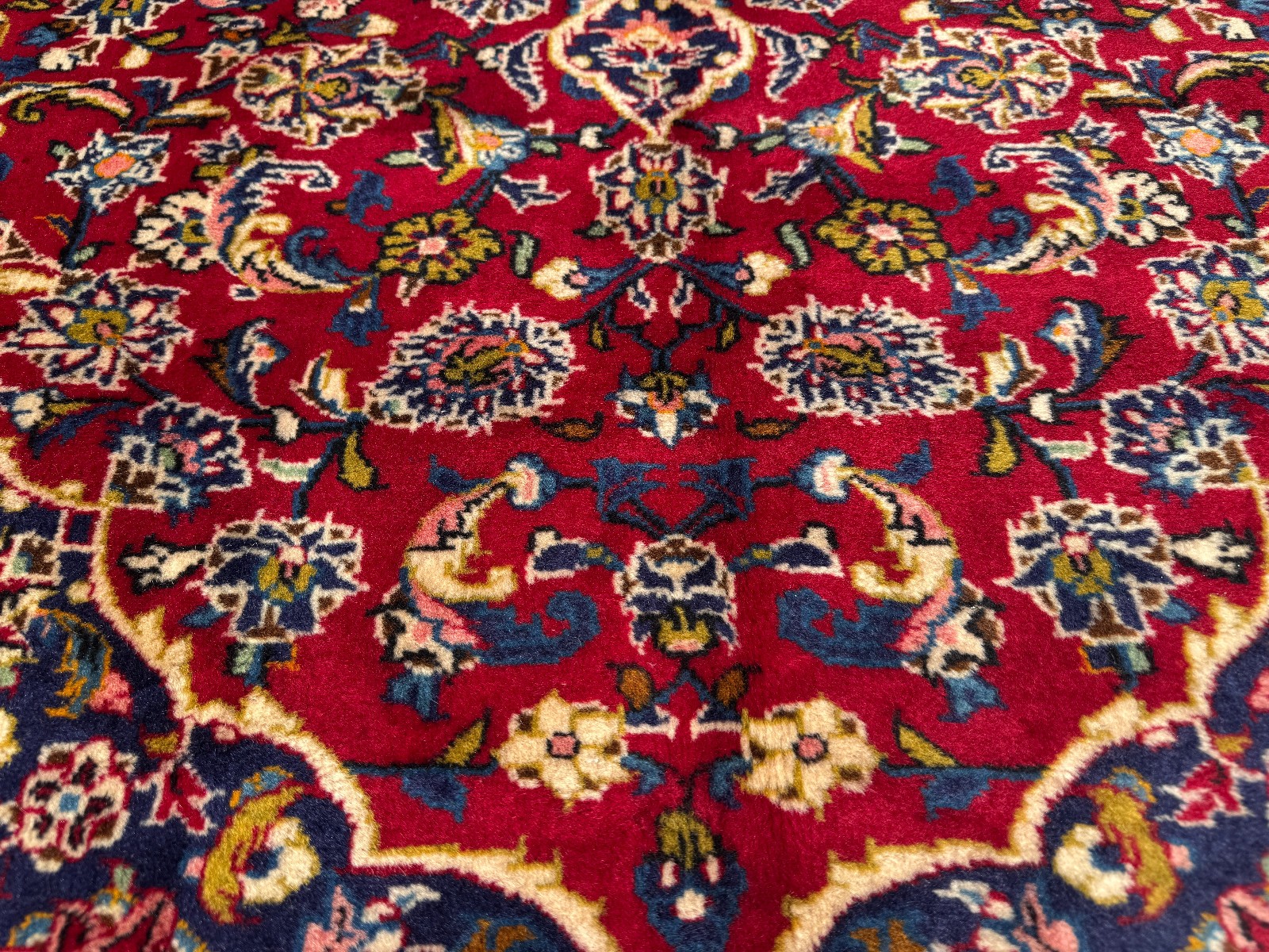 5×8 RED VINTAGE ORIENTAL RUG hand-knotted fine handmade small navy blue wool 5×7