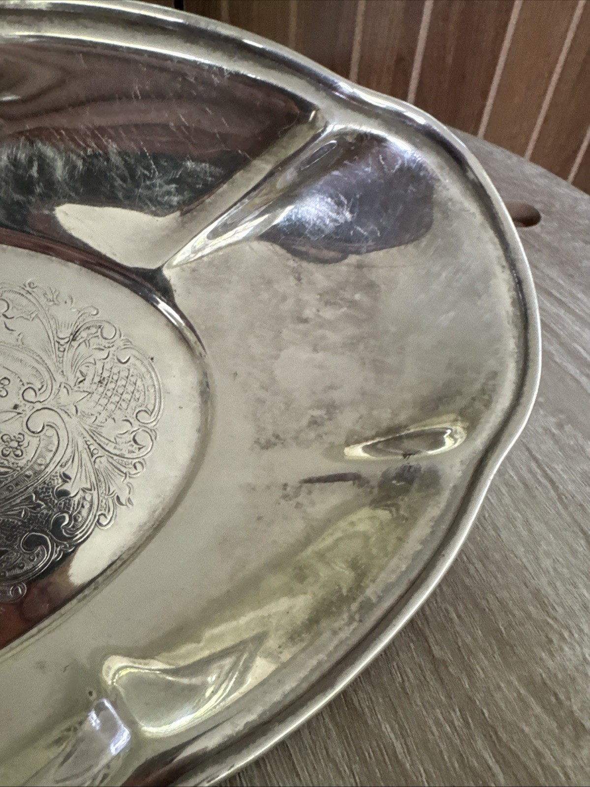 Vintage Silverplate Oval Serving Dish Floral Engraved 12” Tray