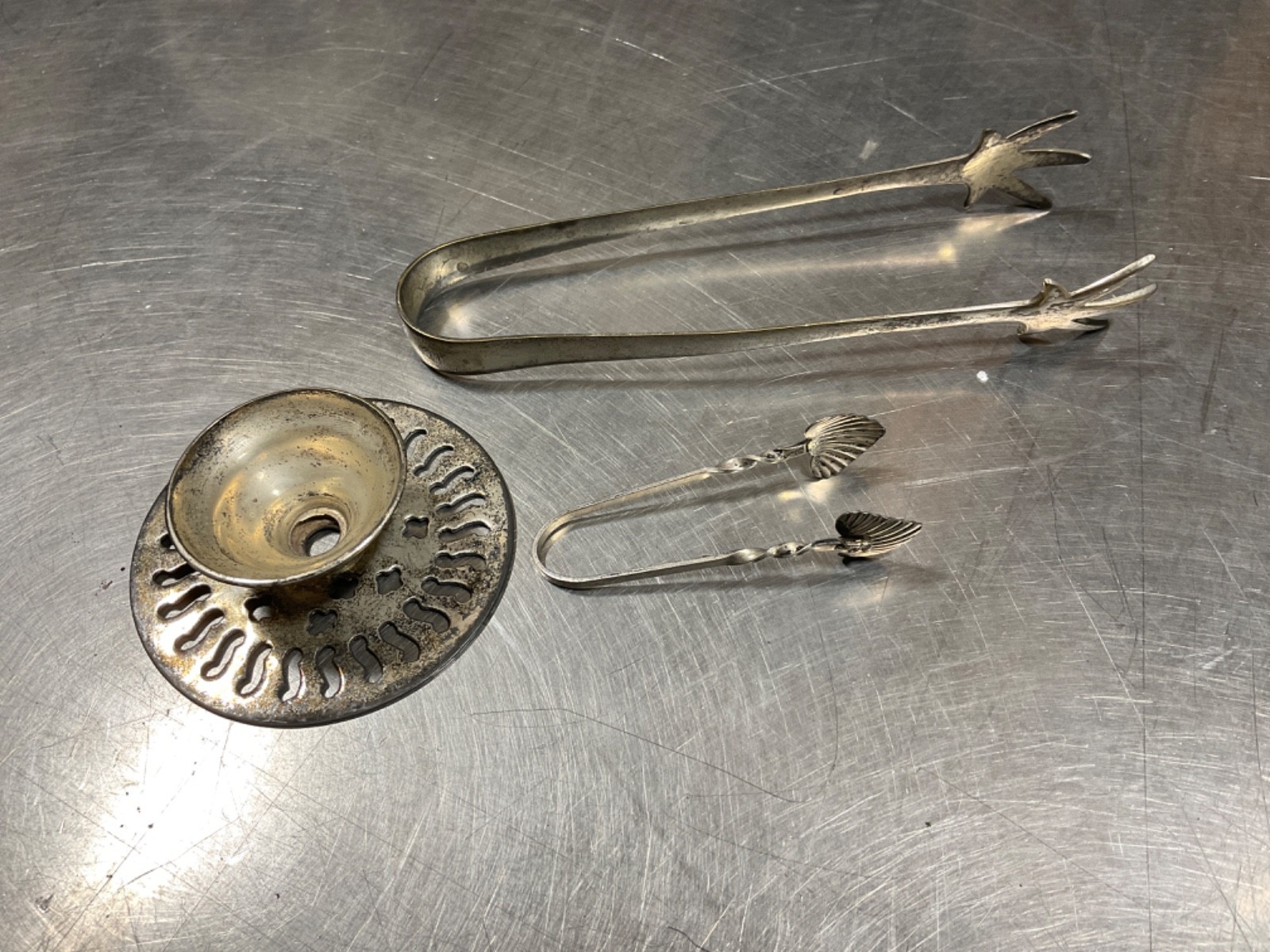2 Rogers Silver Plate Ice Tongs used