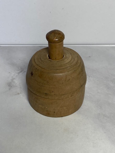Primitive Antique Wooden Butter Mold Starburst Design 3″ Tall