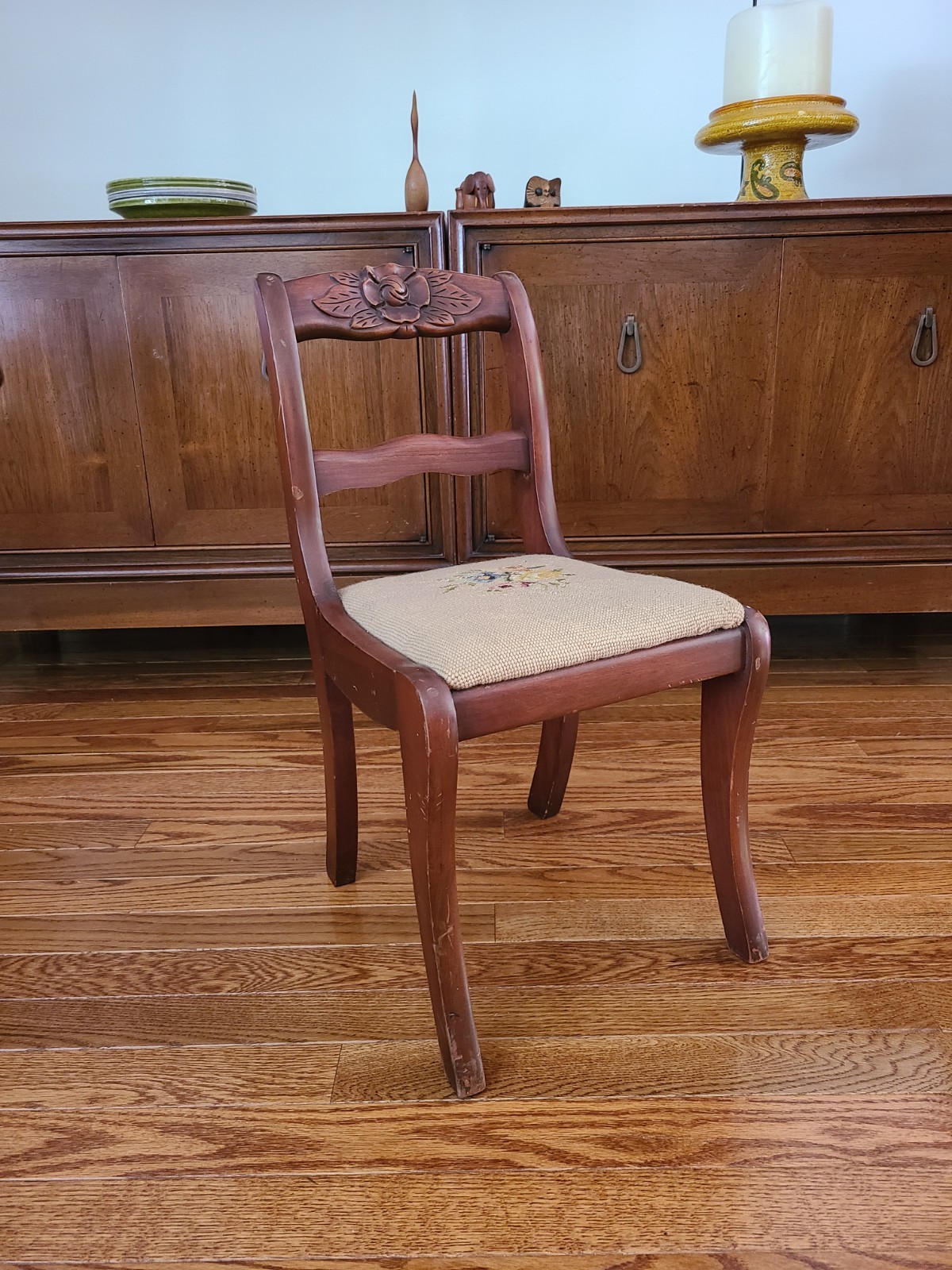 Tell City Chair Company Mahogany Needlepoint Antique Chair