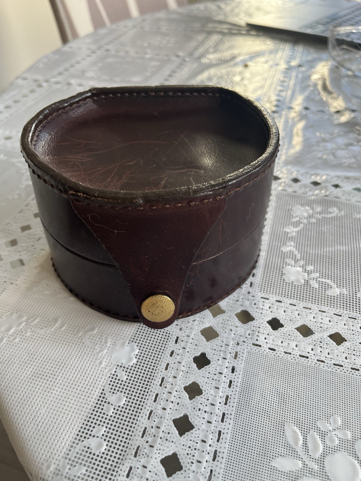 Vintage Leather Fly Fishing Reel Case made in USA