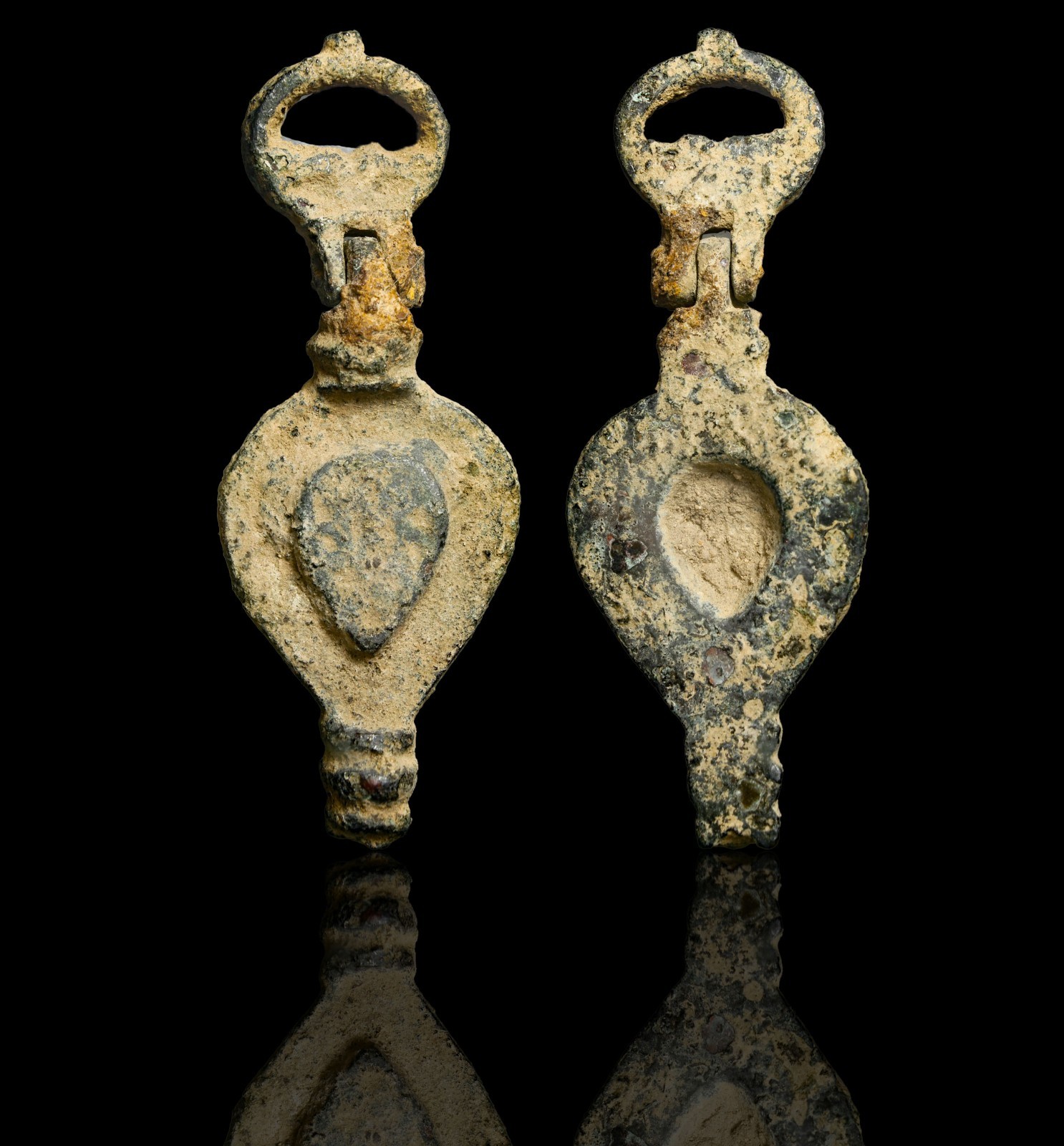 Ancient Phoenician Bronze Protective Amulet – Bulla Pendant – 4.5cm – Artifact