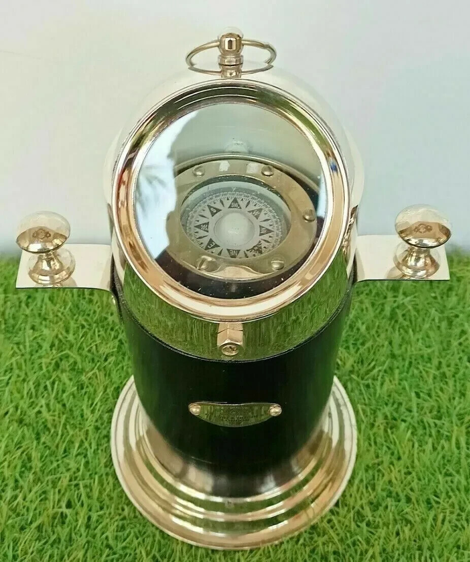 Gimbal Compass Brass & Wooden 11″ Ships Binnacle Gimballed Compass Nautical Gift
