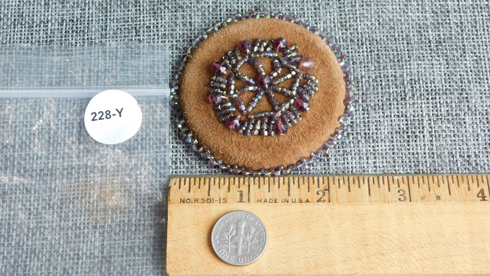 Antique Vtg Button Native American Motif Signed Aprx: 2-1/8″ #228-Y