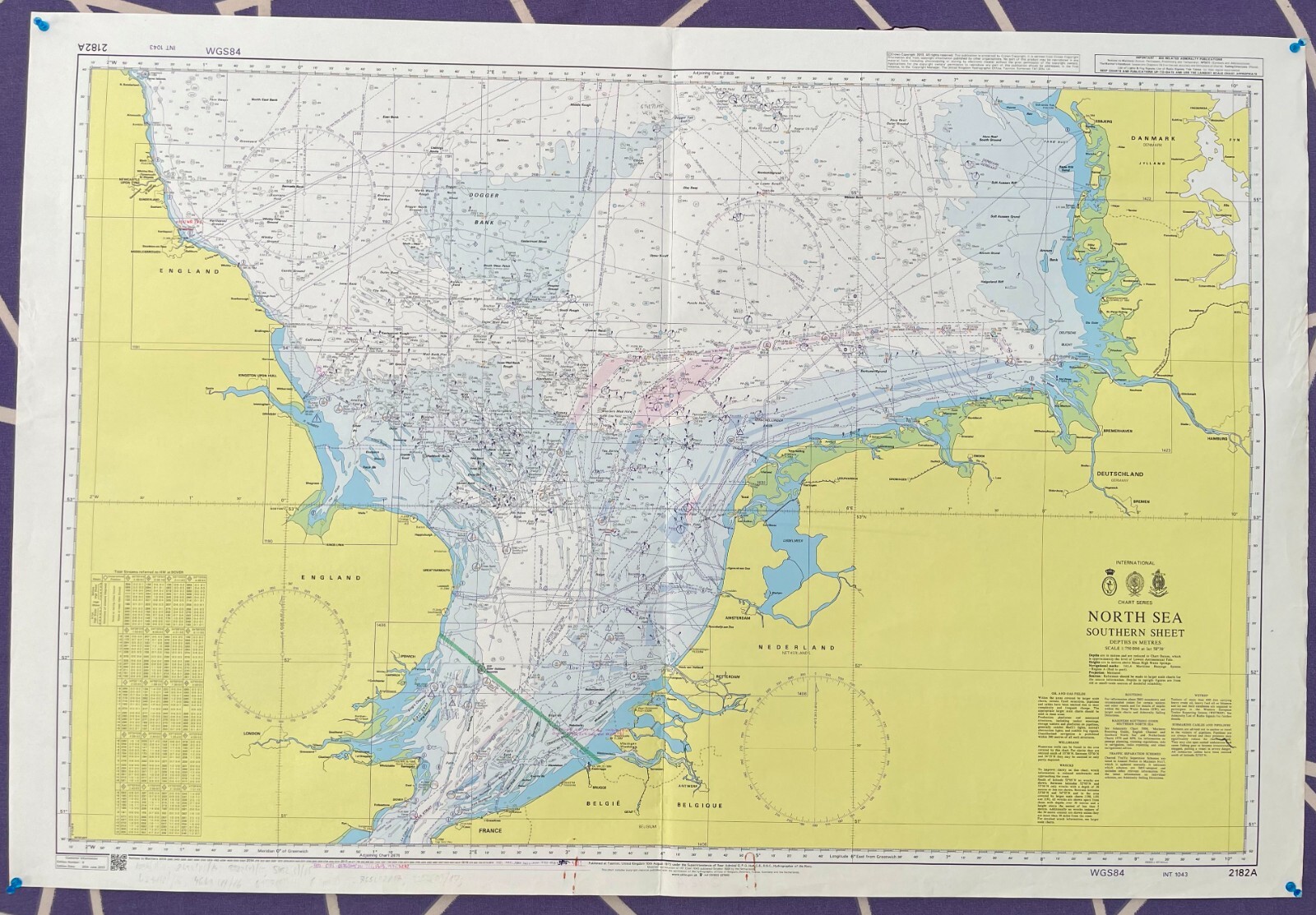 Admiralty 2182A North Sea Southern Sheet Vintage Map Charts Nautical Maritime