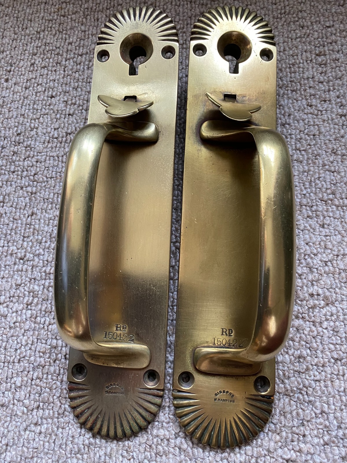 Vintage Pair Of Solid Brass Door Pull Handles Vintage Latch