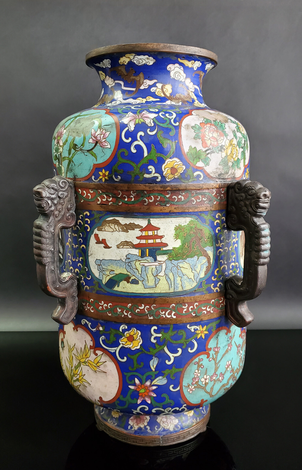 A Chinese Archaistic Cloisonne Vase 19th century, 18 inches High