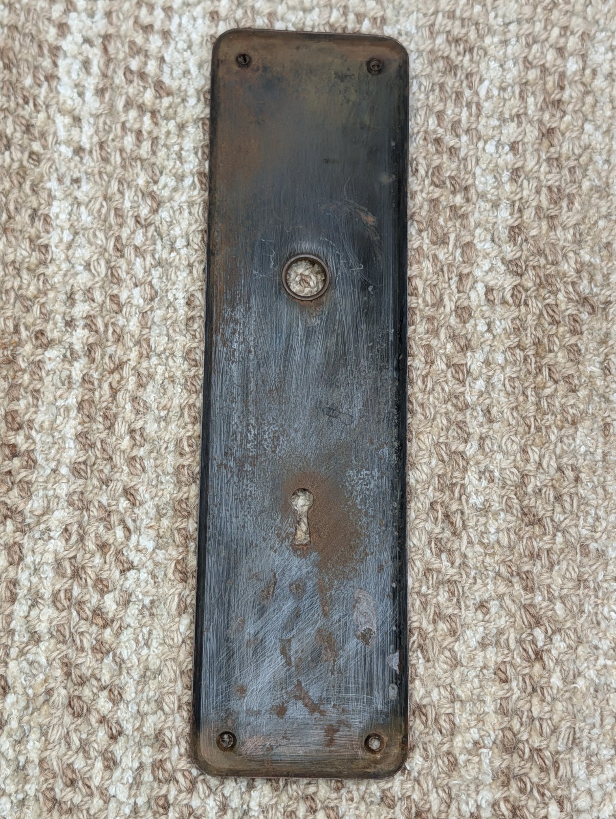 2 3/4″ x 10″ Antique Stamped Steel Door Knob Plate