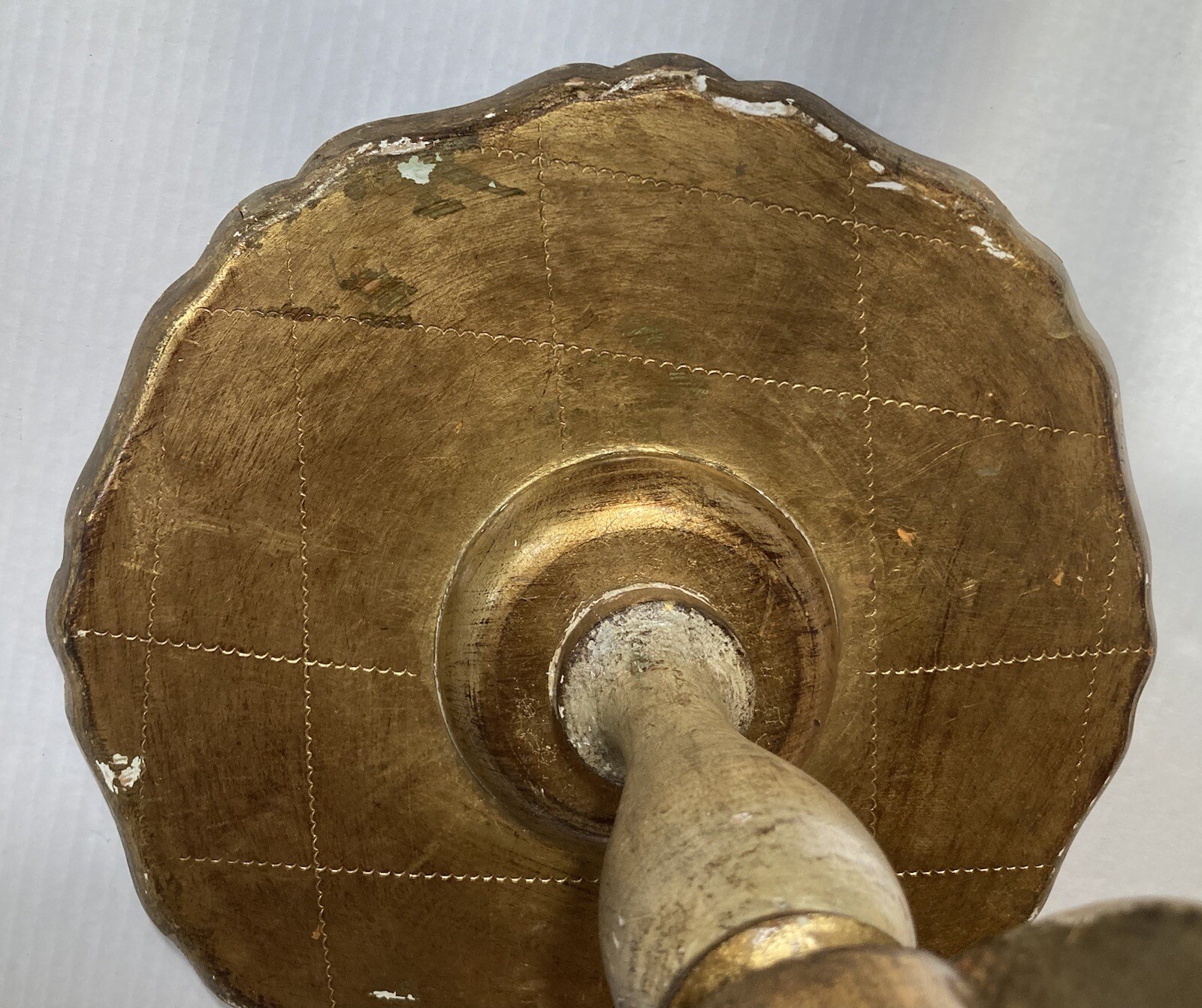 FLORENTINE TABLE: Gold Piecrust Tripod, Stamped Wood Decor ~ITALY~Baroque Chic